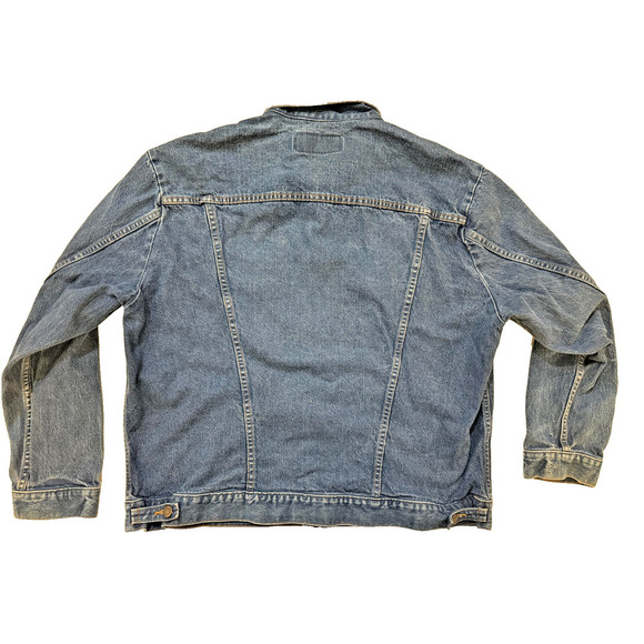 Vintage 90s Wrangler Jacket Mens 2XL Blue Denim Corduroy Collar Western Cowboy - Picture 9 of 12